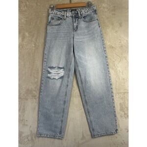 Wild Fable Womens 00 Mid-Rise 90s Relaxed Straight Light Wash Distressed Jeans